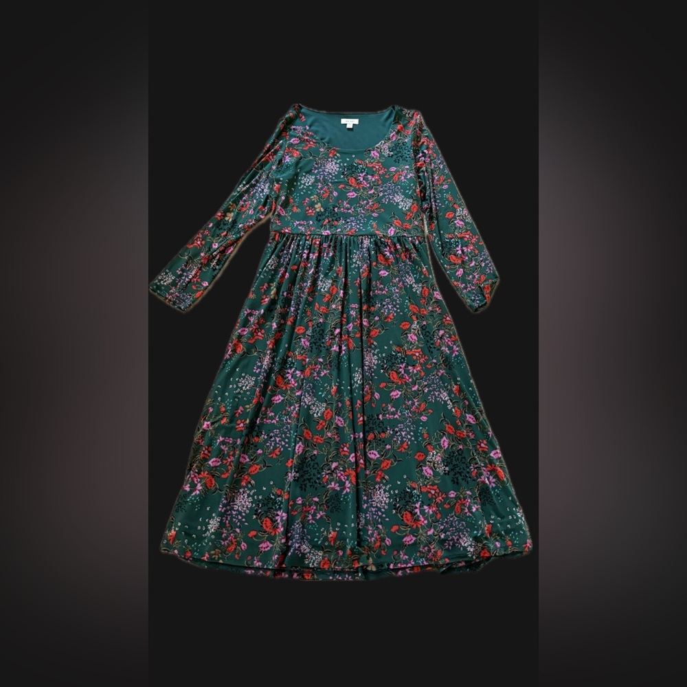 Floral Long Sleeve Dress - Green